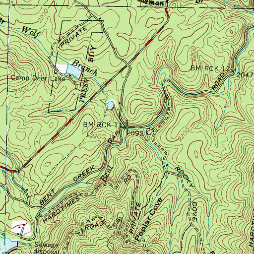 Topographic Map of Wolf Branch, NC