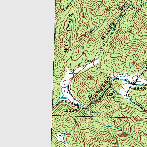 Topographic Map of Woody Branch, NC