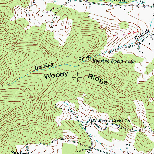 Topographic Map of Woody Ridge, NC