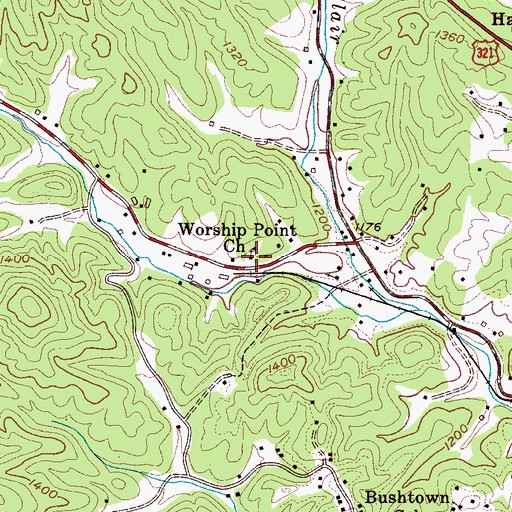 Topographic Map of Worship Point Church, NC