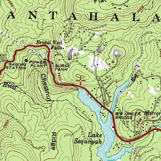 Topographic Map of Sequoyah Dam, NC