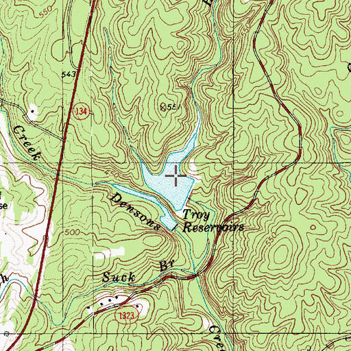 Topographic Map of Troy Reservoirs, NC