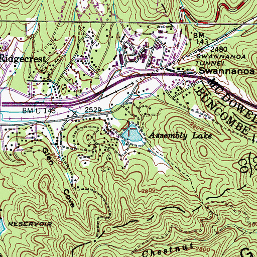 Topographic Map of Camp Ridgecrest Dam, NC