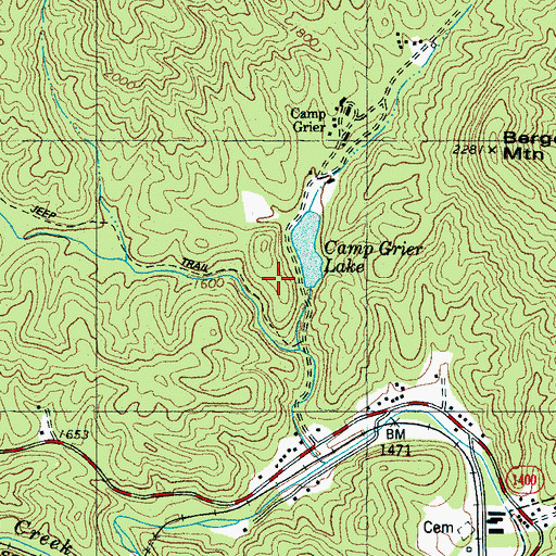Topographic Map of Camp Grier Dam, NC