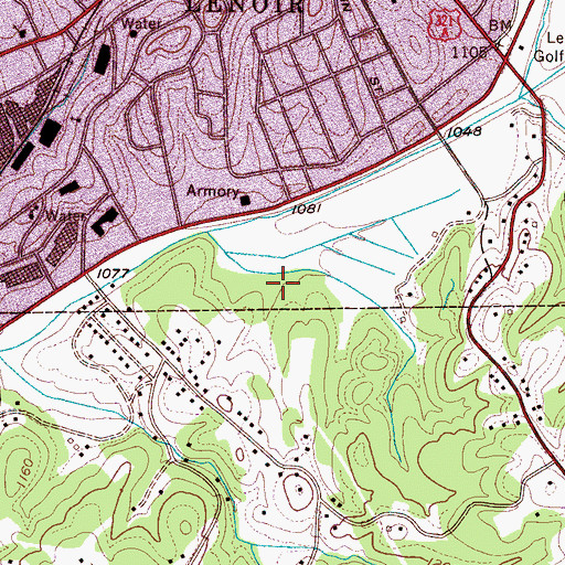 Topographic Map of Lenoir Mall, NC