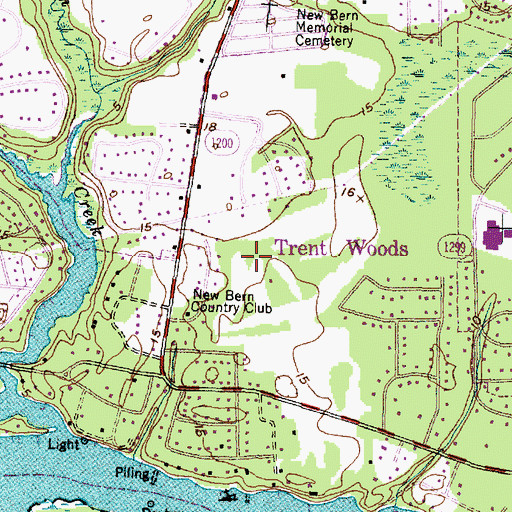 Topographic Map of Creekwood, NC
