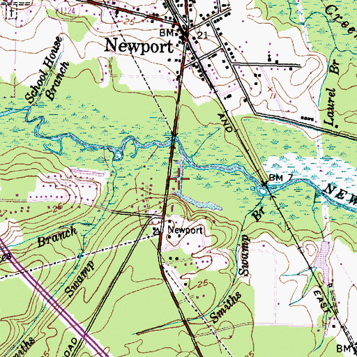 Topographic Map of Newport River Park, NC