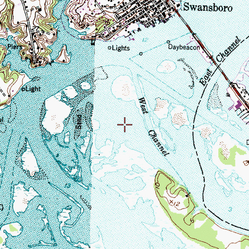 Topographic Map of Hawkins Bay, NC