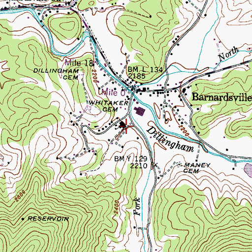 Topographic Map of Barnardsville Elementary School, NC
