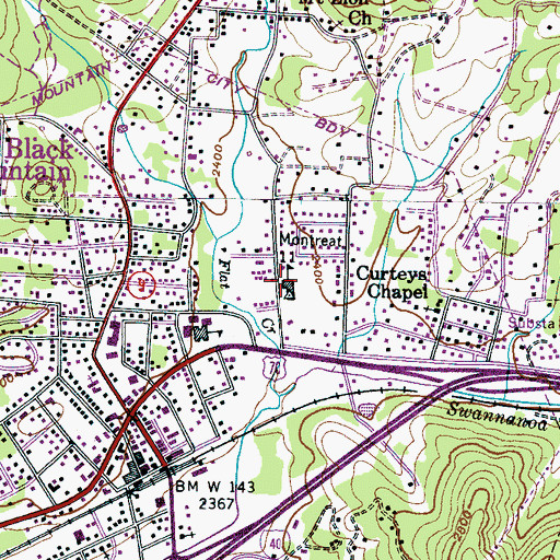 Topographic Map of Black Mountain Middle School, NC