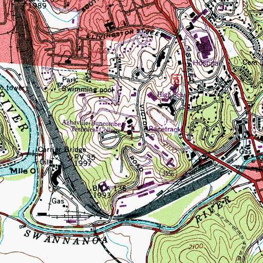Topographic Map of AB Tech College, NC