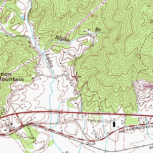 Topographic Map of Oak Woods, NC
