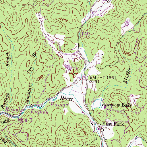 Topographic Map of Piney Woods, NC