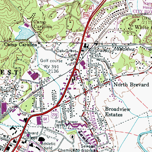 Topographic Map of Chestnut Square, NC