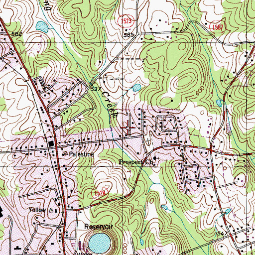 Topographic Map of Clover Fork Acres, NC