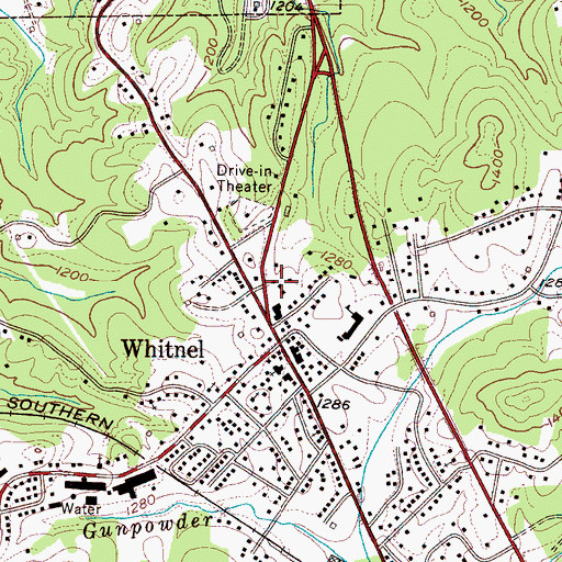 Topographic Map of Central Baptist Church, NC