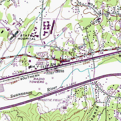 Topographic Map of Black Mountain Bi-Lo Plaza, NC