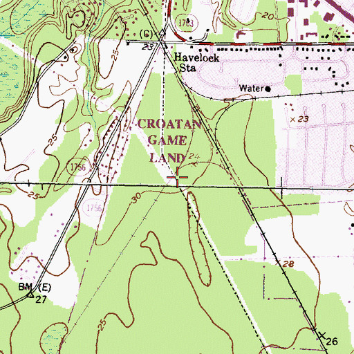 Topographic Map of Croatan Game Land, NC