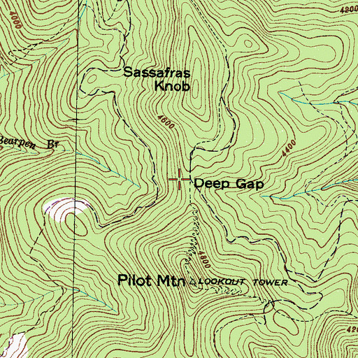 Topographic Map of Deep Gap Shelter, NC