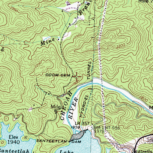 Topographic Map of Odom Cemetery, NC