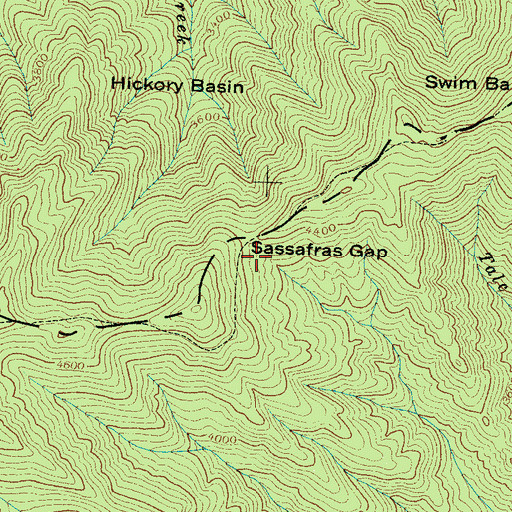 Topographic Map of Sassafras Gap Recreation Site, NC