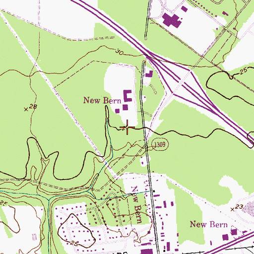 Topographic Map of WTEB-FM (New Bern), NC