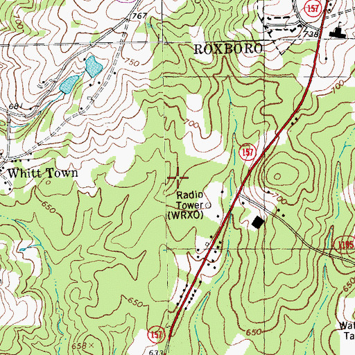 Topographic Map of WKRX-FM (Roxboro), NC