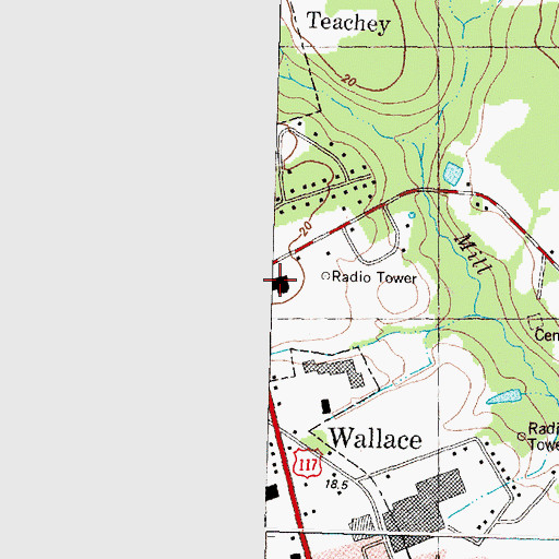 Topographic Map of WLSE-AM (Wallace), NC