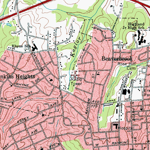 Topographic Map of WGNC-AM (Gastonia), NC