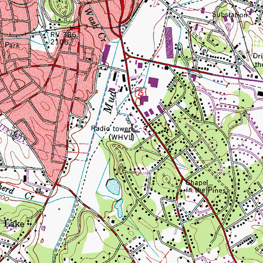 Topographic Map of WHVL-AM (Hendersonville), NC