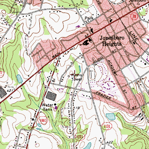 Topographic Map of WSBL-AM (Sanford), NC