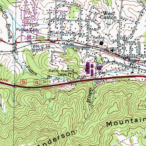 Topographic Map of WWIT-AM (Canton), NC