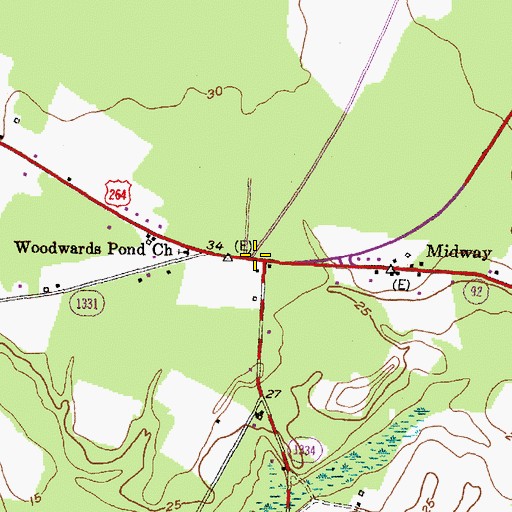 Topographic Map of Jessama, NC