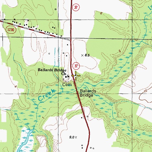 Topographic Map of Wardville, NC