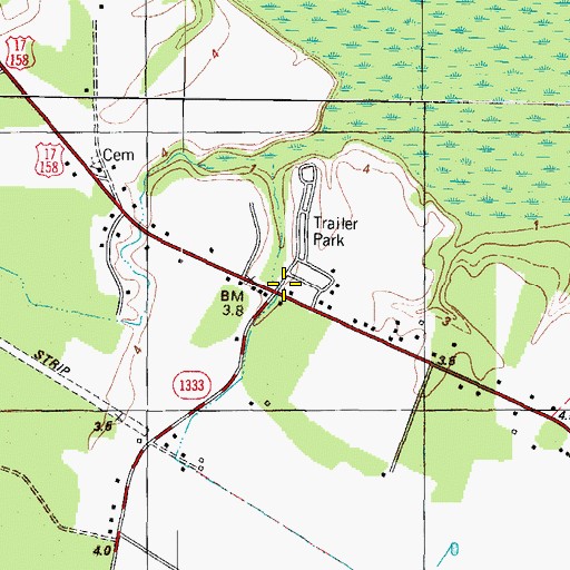 Topographic Map of Hintonsville (historical), NC