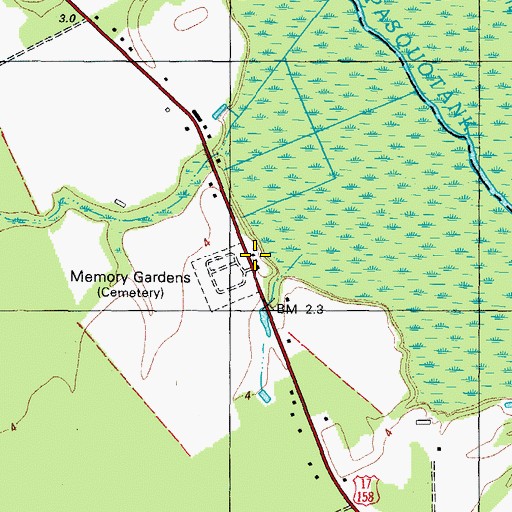 Topographic Map of Fauna (historical), NC