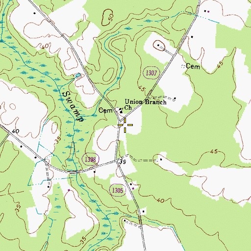 Topographic Map of Sumnersville (historical), NC