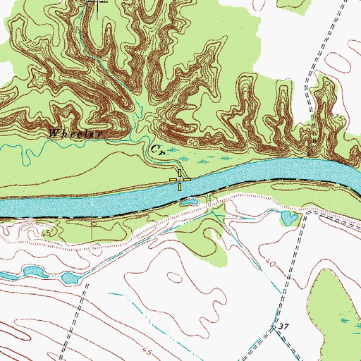 Topographic Map of Burgwins Landing (historical), NC