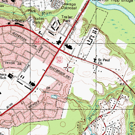 Topographic Map of University Square, NC