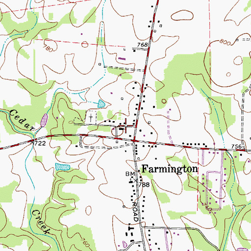 Topographic Map of Farmington Methodist, NC