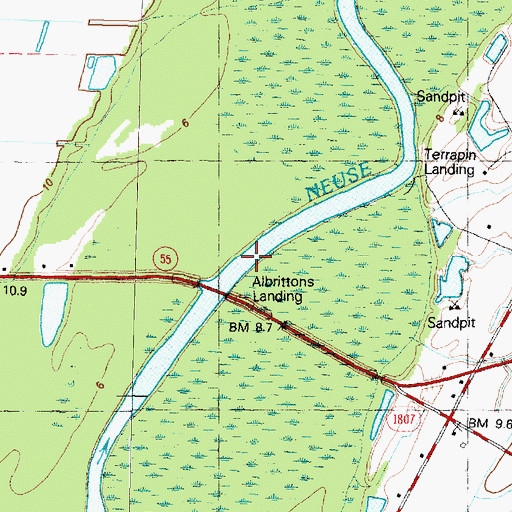 Topographic Map of Albrittons Landing, NC