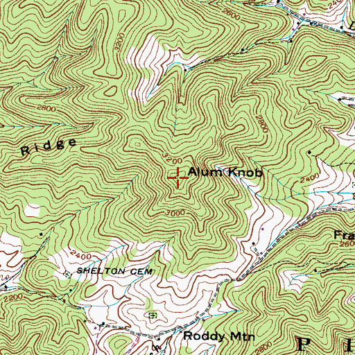 Topographic Map of Alum Knob, NC