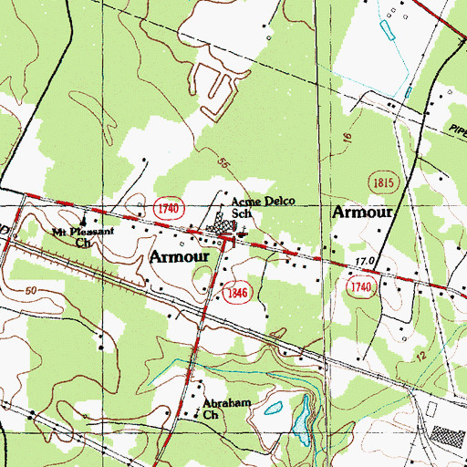 Topographic Map of Armour, NC