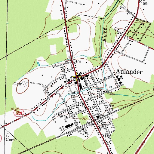 Topographic Map of Aulander, NC