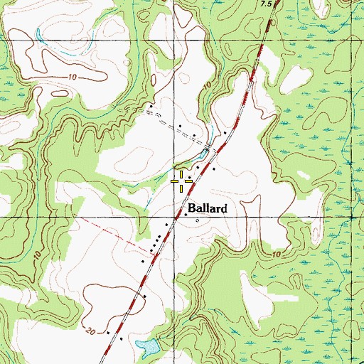 Topographic Map of Ballard, NC