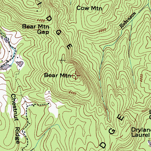 Topographic Map of Bear Mountain, NC
