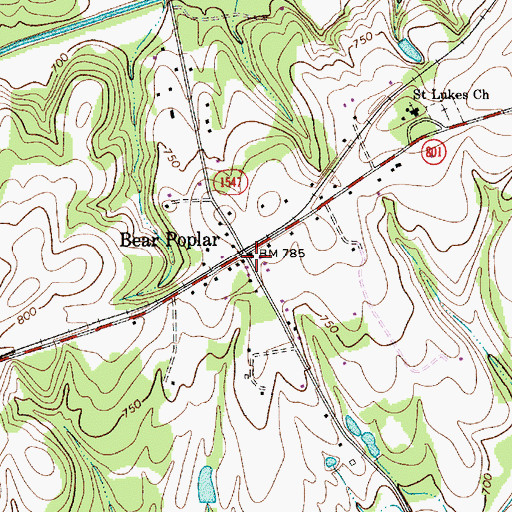 Topographic Map of Bear Poplar, NC