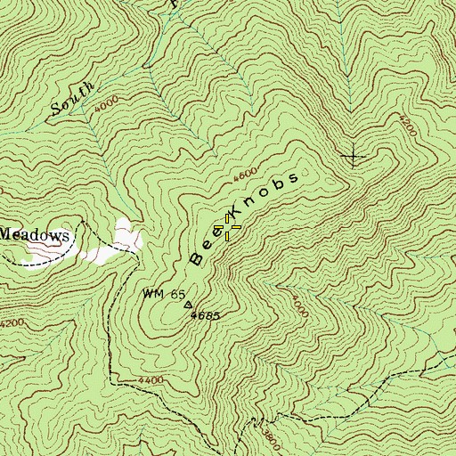Topographic Map of Bee Knobs, NC