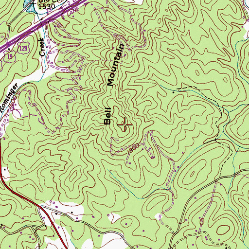 Topographic Map of Bell Mountain, NC