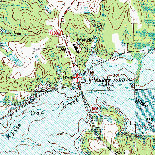 Topographic Map of Bells, NC